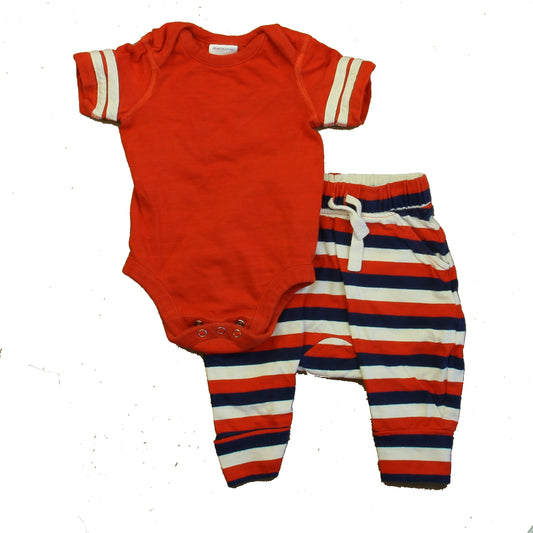 Hanna Andersson Boys Orange | Navy Stripe Apparel Sets Size: 3-6 Months