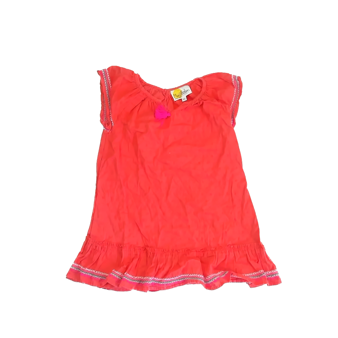Mini Boden Girls Orange | Pink Dress Size: 5-6 Years Orange | Pink