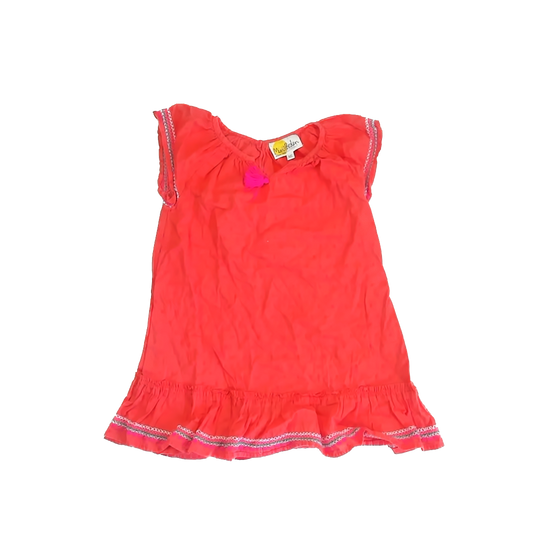 Mini Boden Girls Orange | Pink Dress Size: 5-6 Years Orange | Pink