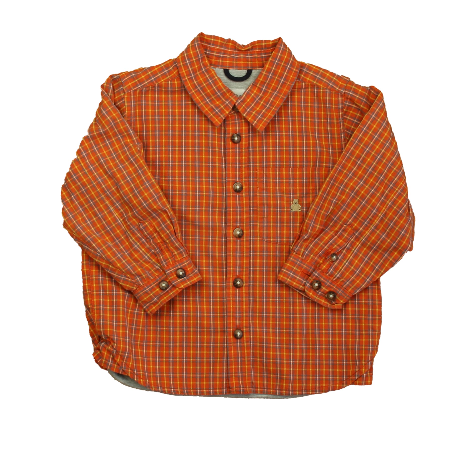 Gap Boys Orange Plaid Button Down Long Sleeve Size: 2T Orange Plaid