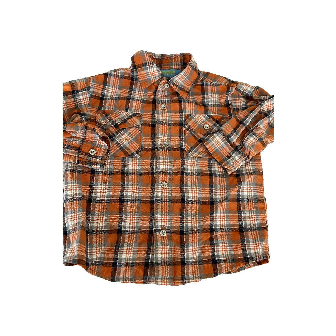 Gymboree Boys orange | plaid Button Down Short Sleeve Size: 18-24 months orange | plaid