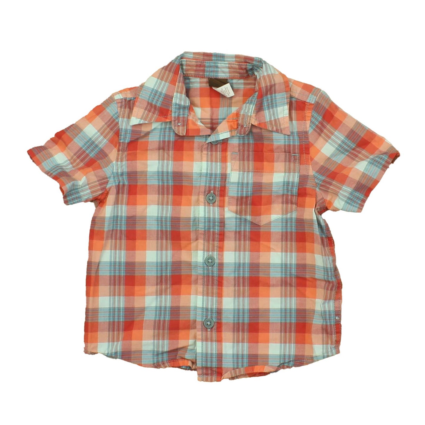 Tea Boys Orange | Plaid Button Down Short Sleeve Size: 2T Orange | Plaid
