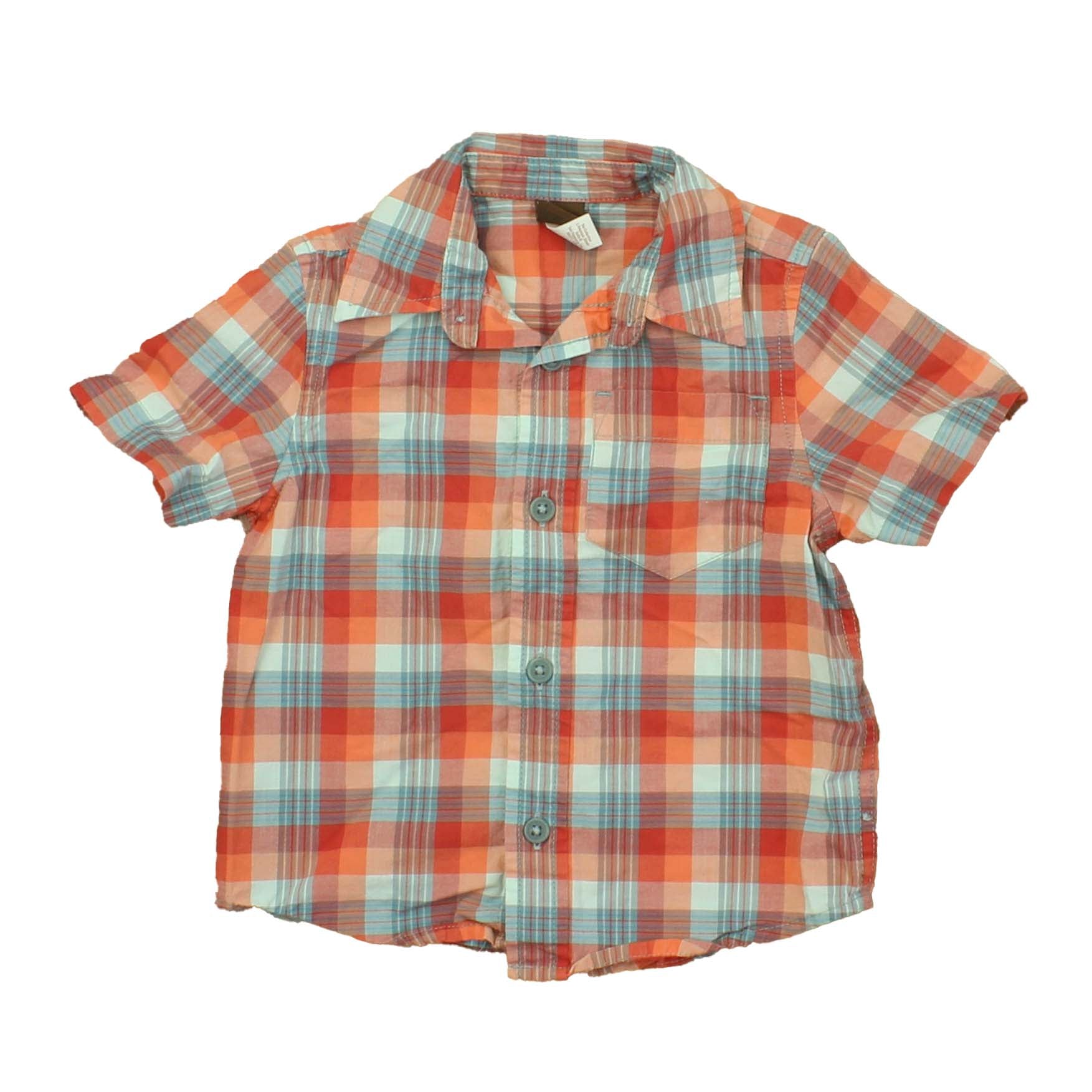 Tea Boys Orange | Plaid Button Down Short Sleeve Size: 2T Orange | Plaid