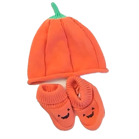 Carter's Unisex Orange Pumpkin Hat Size: 6-12 Months Orange Pumpkin