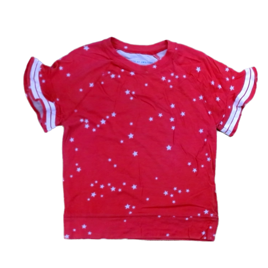 Rockets Of Awesome Girls Orange Red | White Stars Short Sleeve Shirt Size: 8 Years Orange Red | White Stars