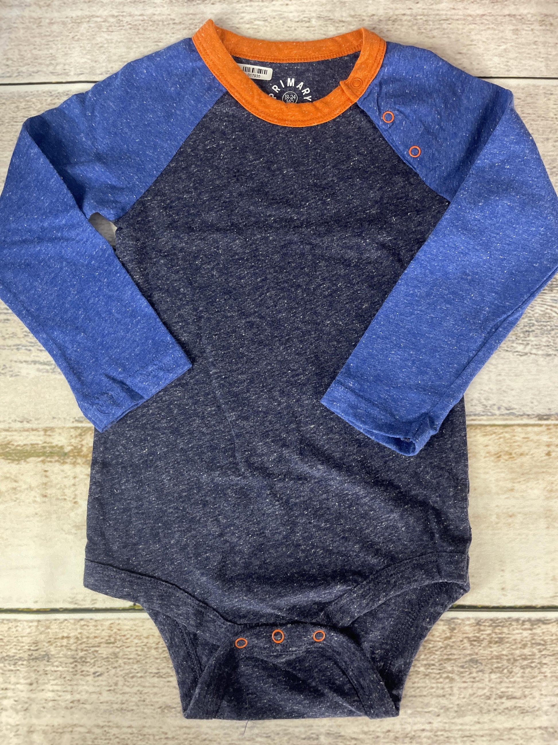 Primary Boys orange | Royal Blue | Light Blue Onesie Size: 24 months orange | Royal Blue | Light Blue