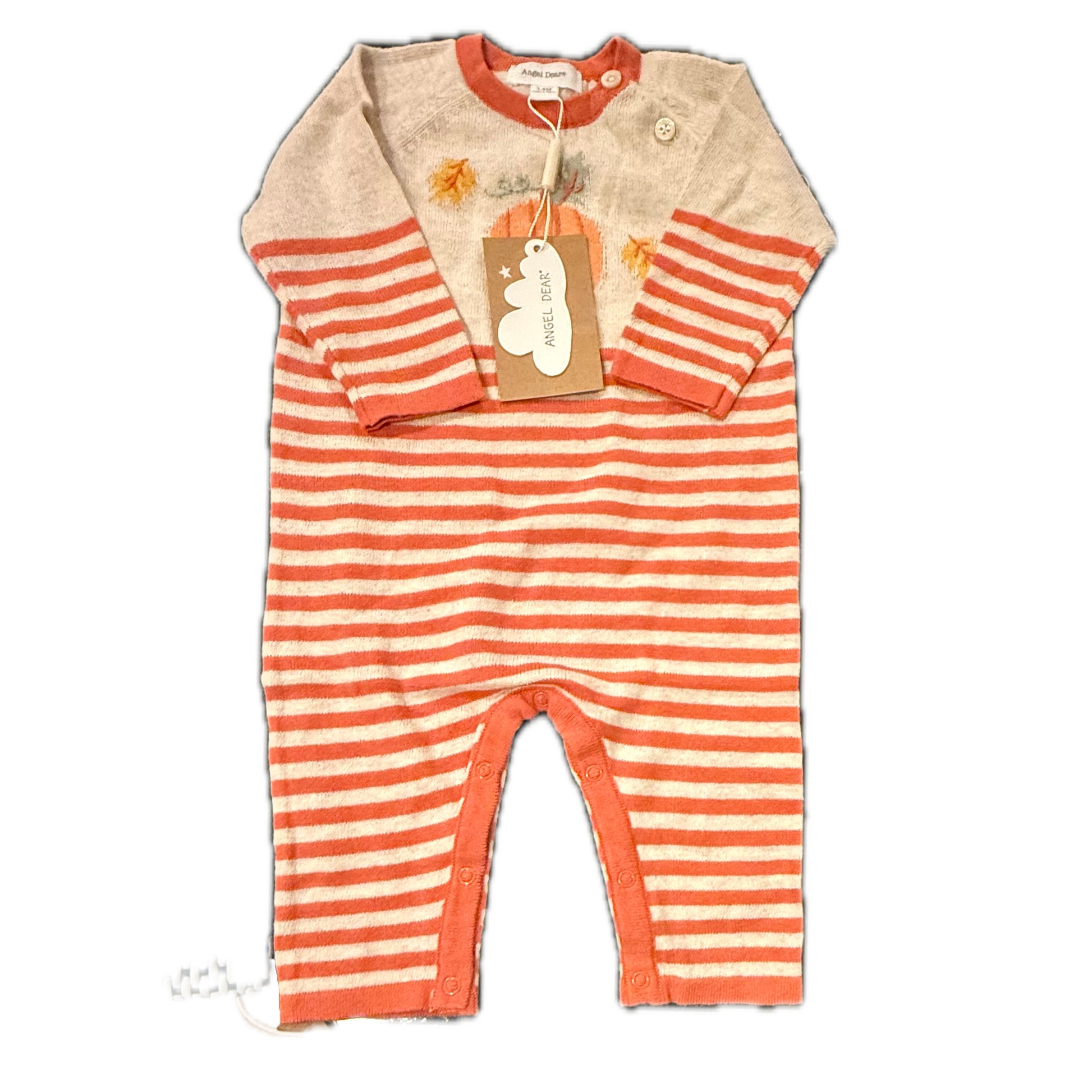 Angel Dear Unisex Orange Stripe Pumpkins Long Sleeve Outfit Size: 3-6 Months Orange Stripe Pumpkins