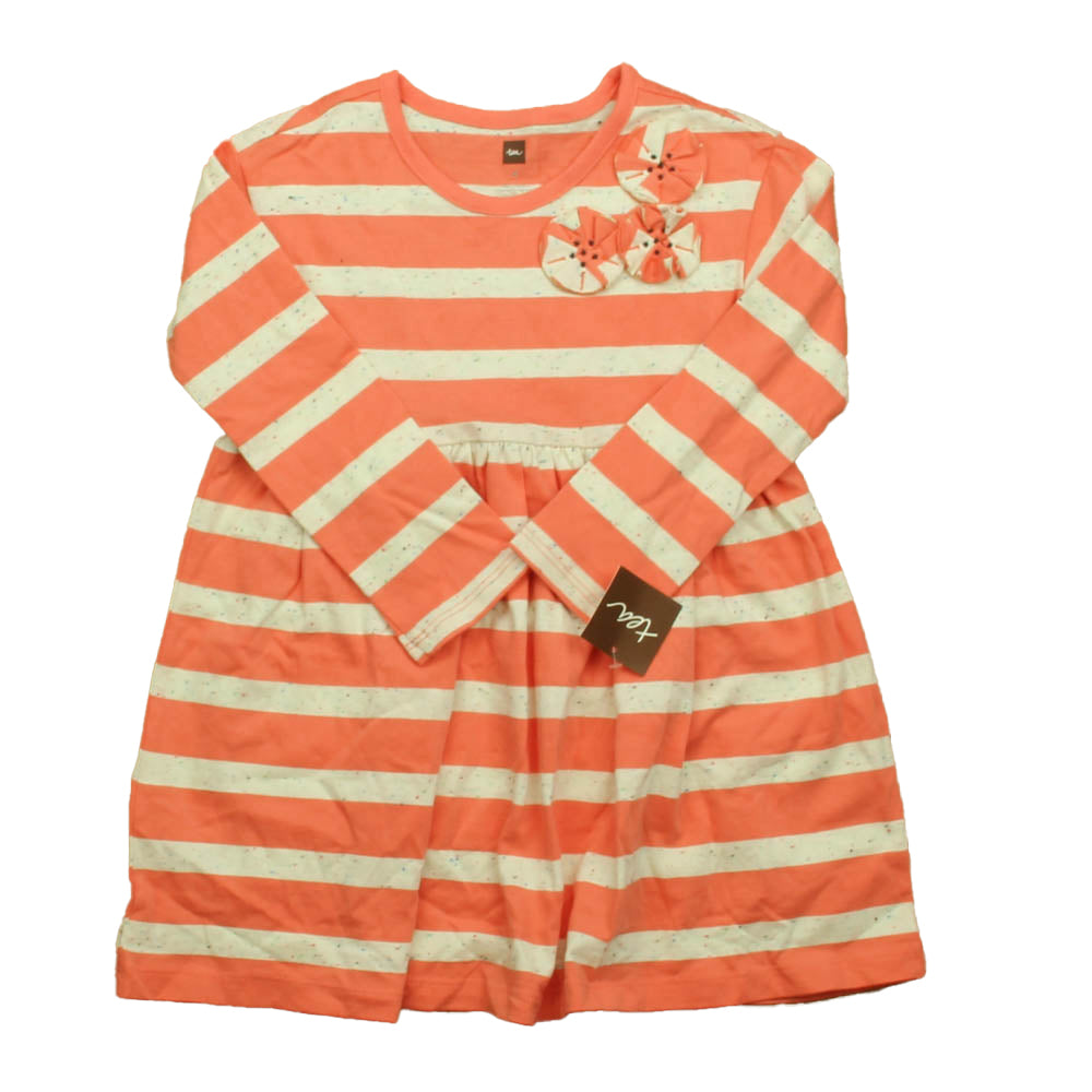 Tea Girls Orange Stripe Dress Size: 4T