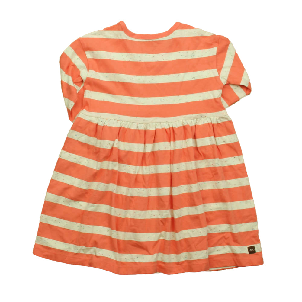 Tea Girls Orange Stripe Dress Size: 4T