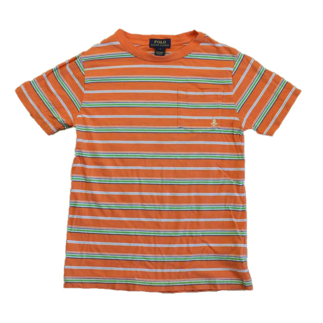 Ralph Lauren Boys Orange Stripe T-Shirt Size: 7 Years