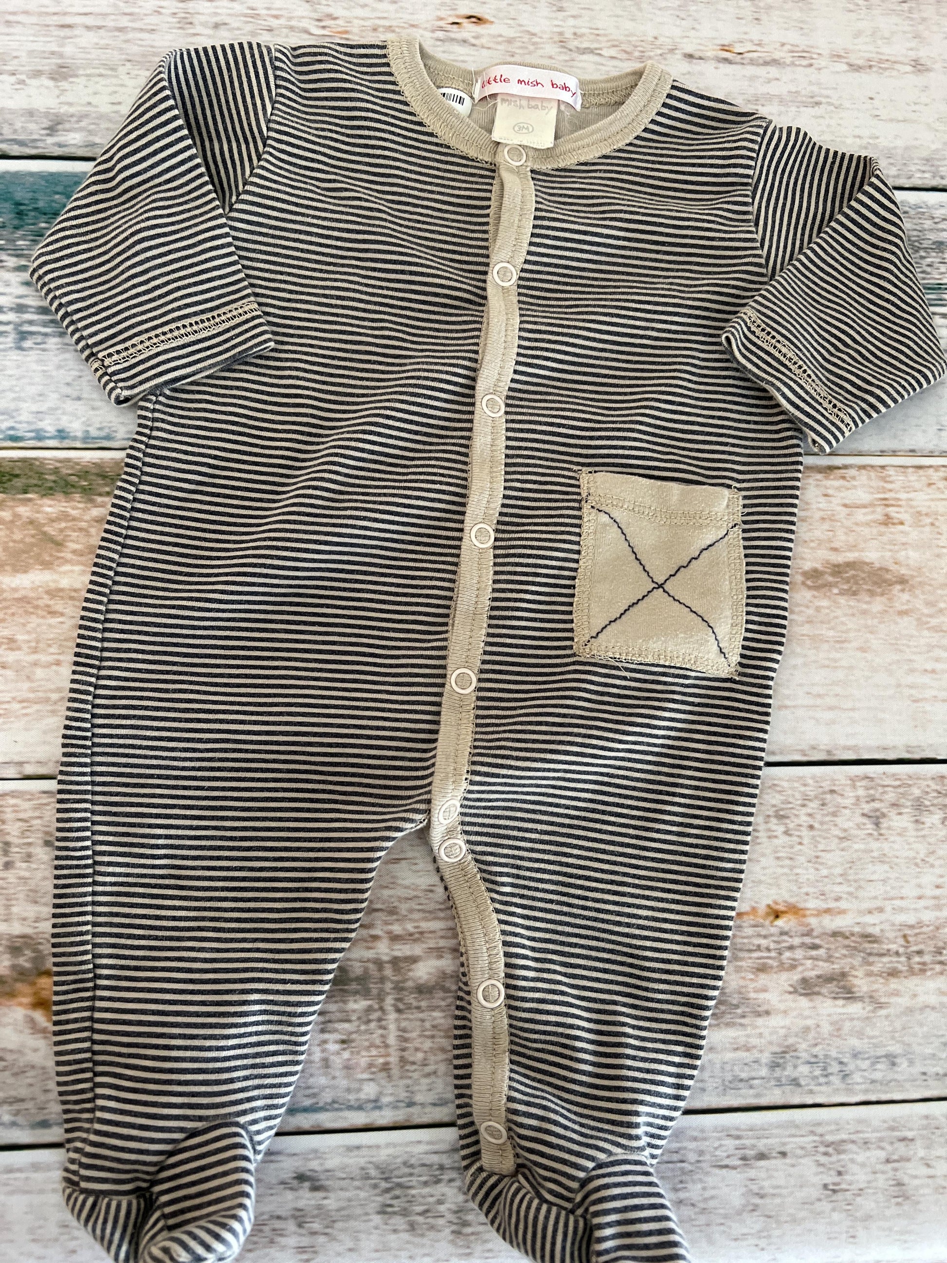 Little Mish Baby Boys orange | Tan | Navy Blue | Stripe Pajamas Size: 3 months orange | Tan | Navy Blue | Stripe