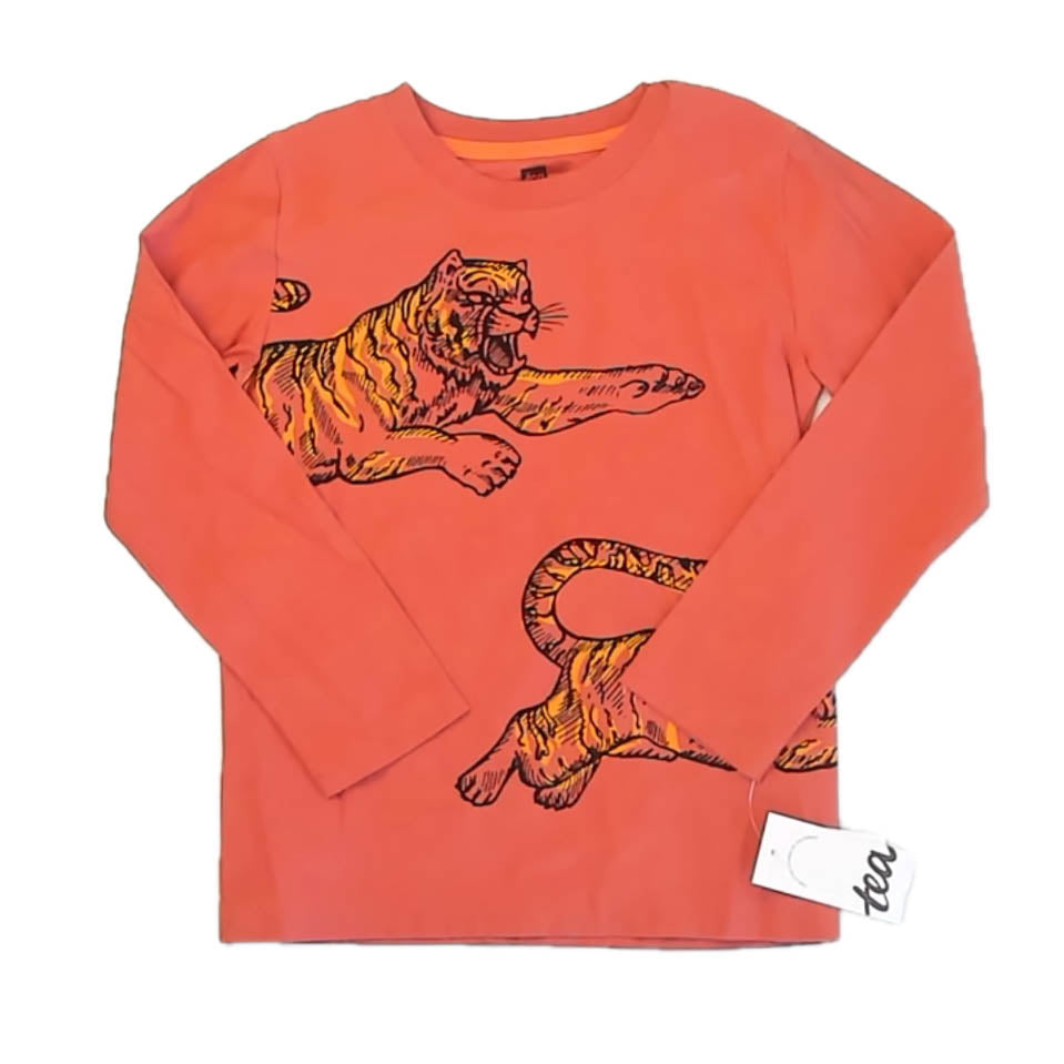 Tea Collection Boys Orange Tiger Long Sleeve T-Shirt Size: 5T Orange Tiger