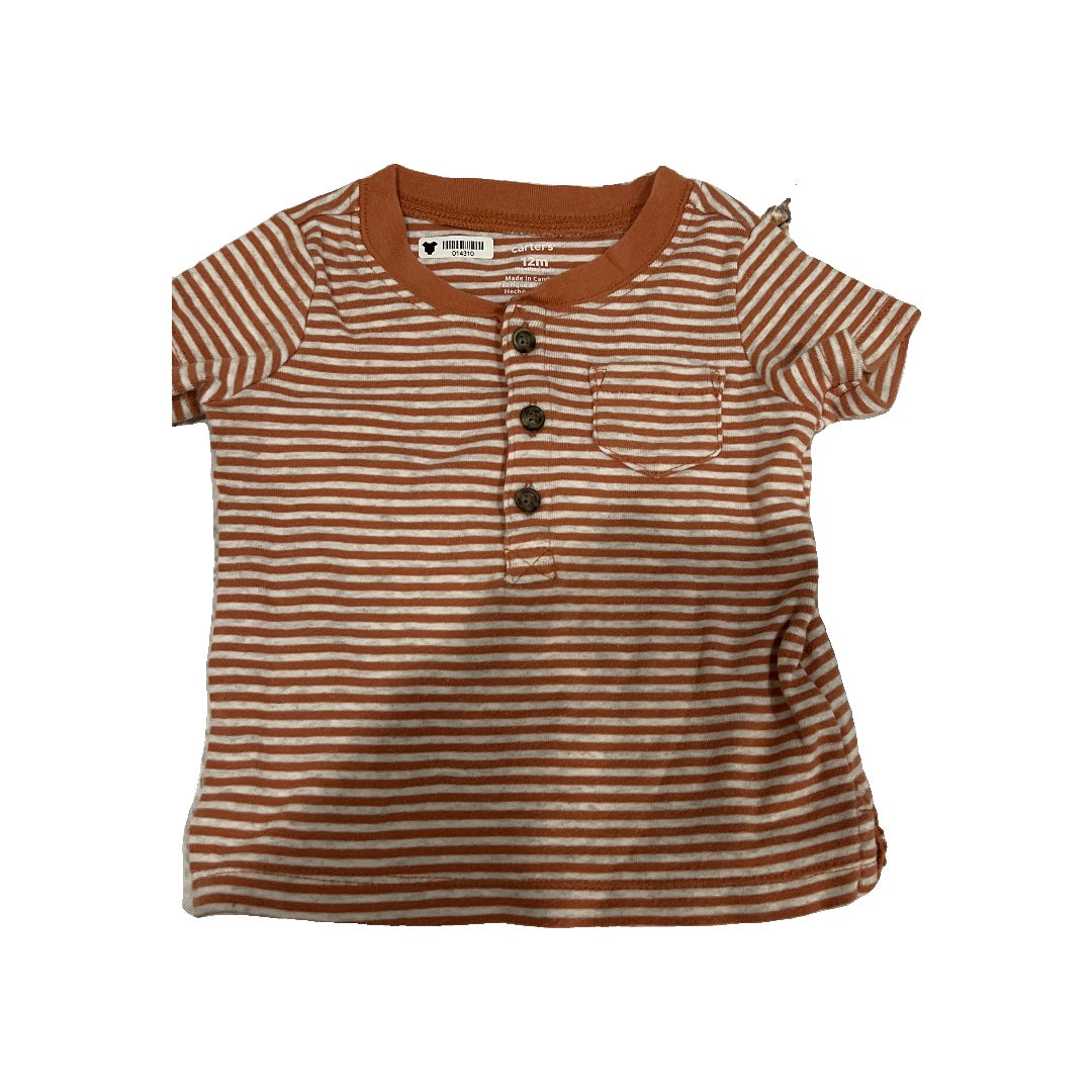 Carters Unisex orange | White | Stripe T-Shirt Size: 12 months orange | White | Stripe