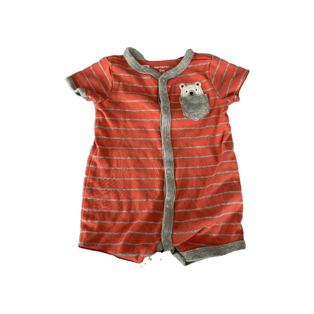 Carters Boys orange | White | Striped Romper Size: 0-3 months orange | White | Striped