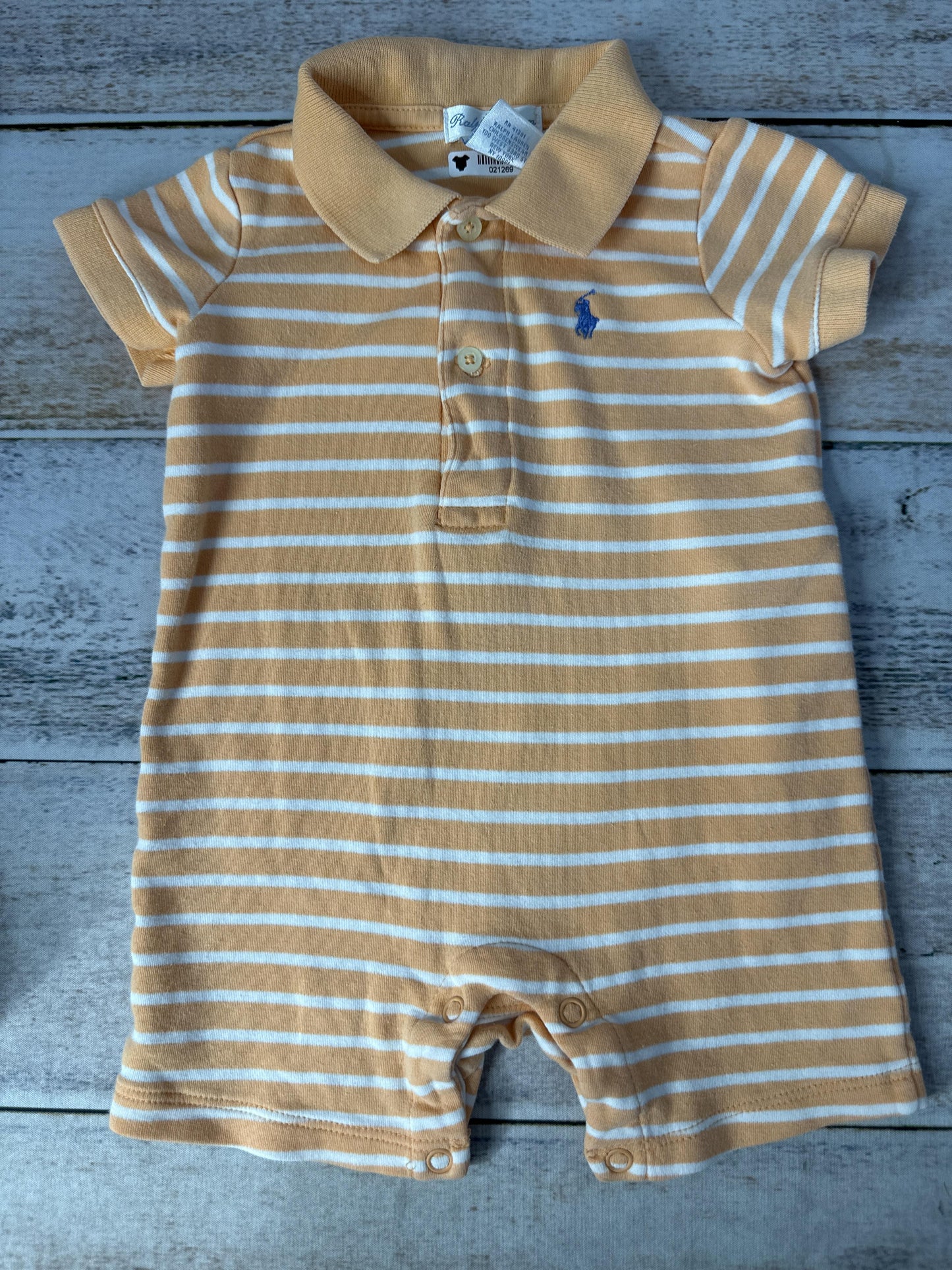 Ralph Lauren Unisex orange | White Romper Size: 6 months orange | White