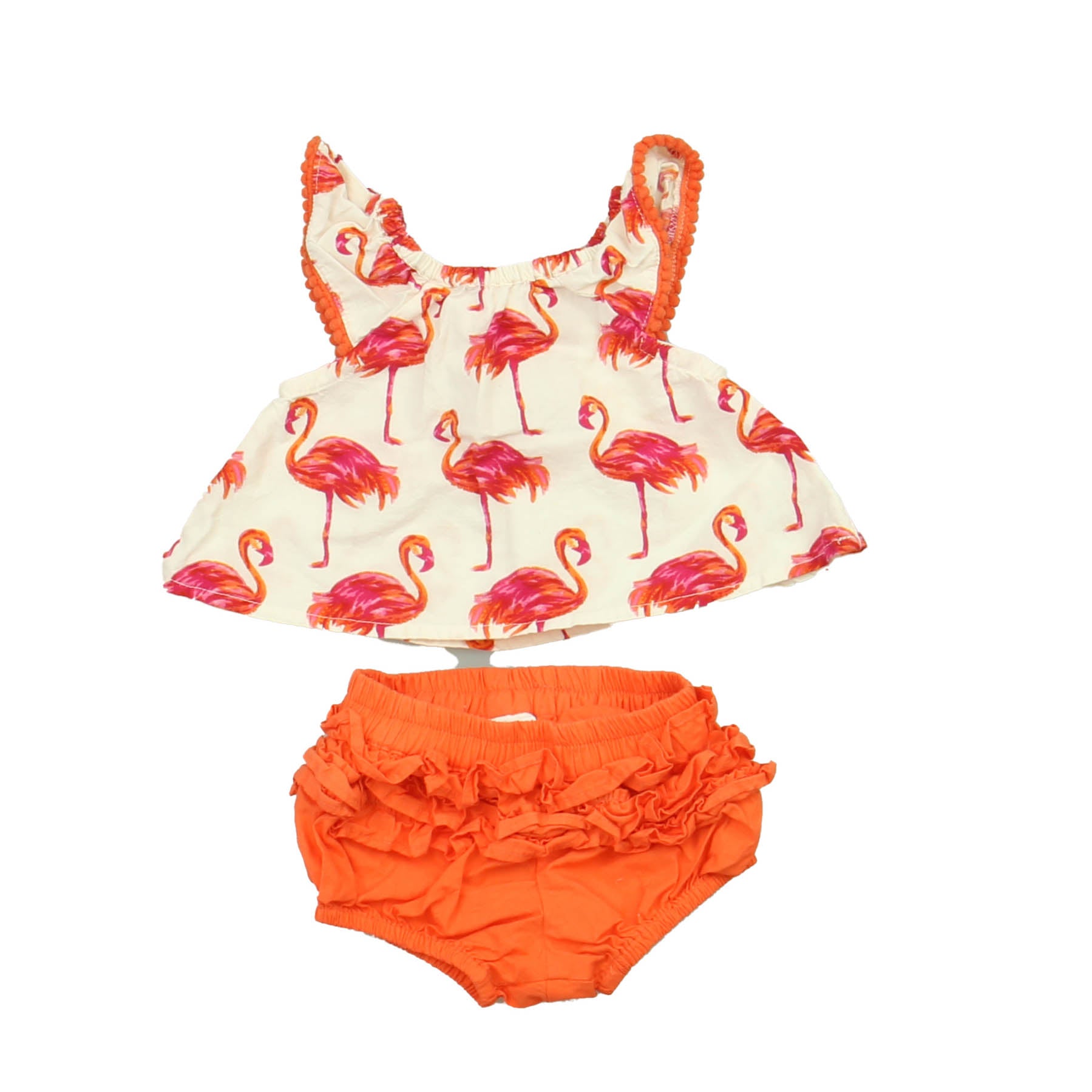 Masala Baby Girls Orange | White Apparel Sets Size: 0-3 Months Orange | White
