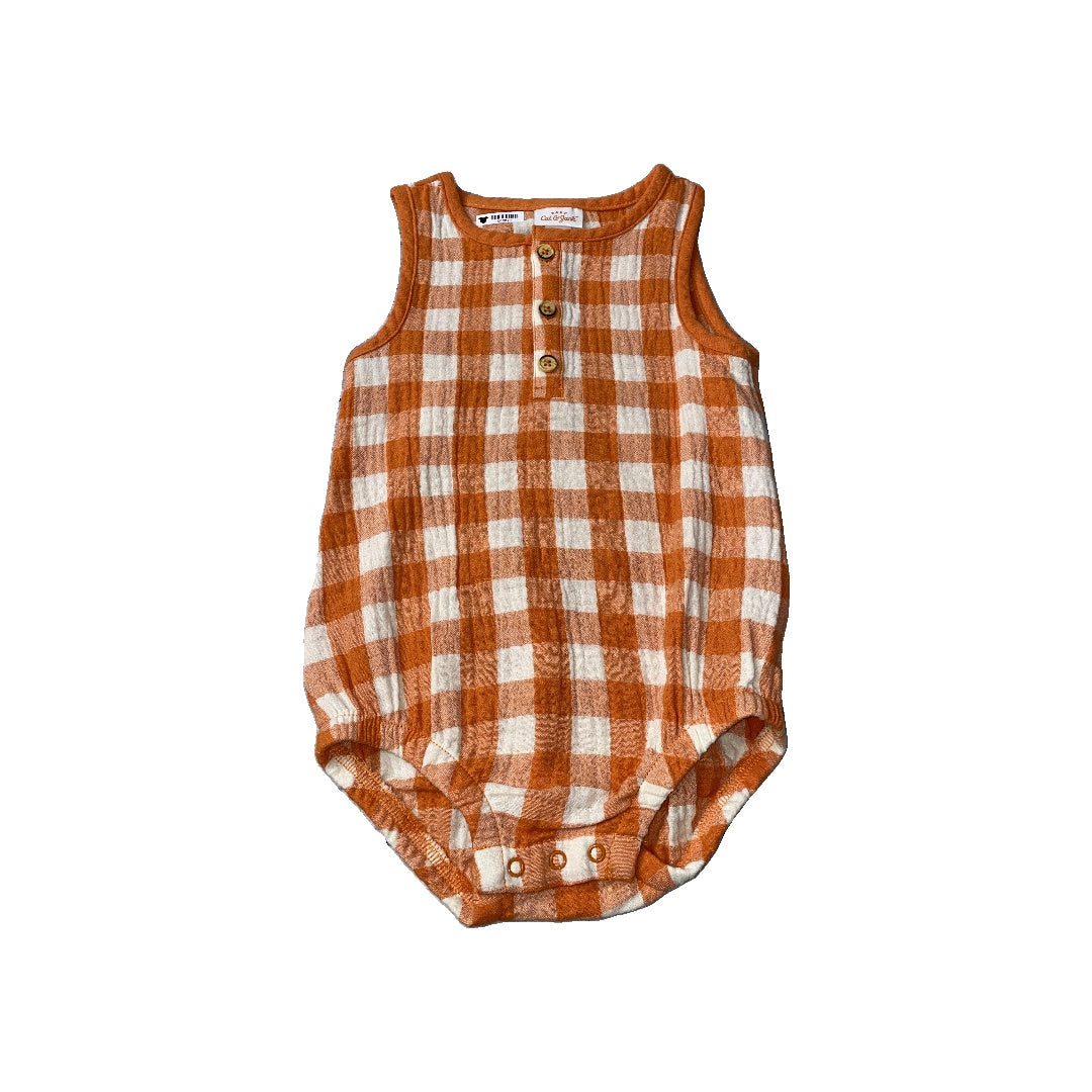 Cat & Jack Unisex orange | White Romper Size: 12 months orange | White