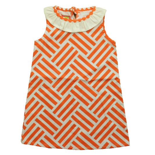 Hickity-Pickity Girls Orange | White Dress Size: 4T Orange | White