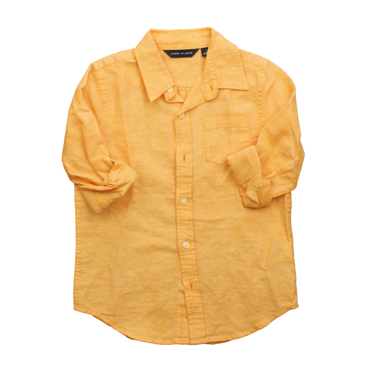 Janie and Jack Boys Orange Button Down Long Sleeve Size: 4T Orange