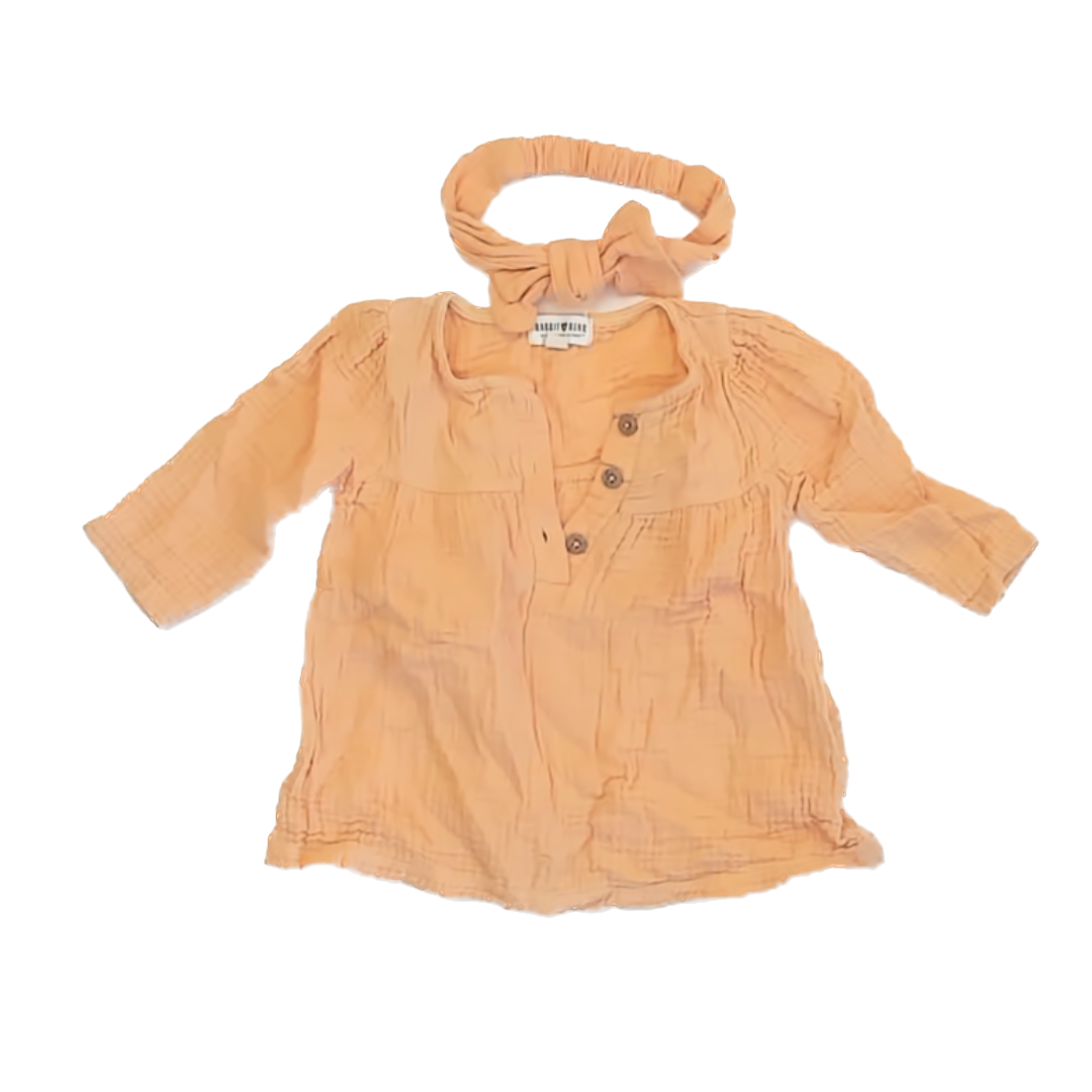 Rabbit + Bear Girls Orange Dress Size: 12 Months Orange
