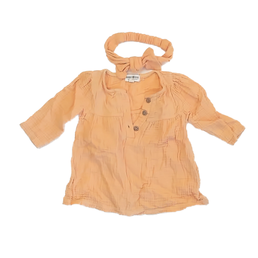 Rabbit + Bear Girls Orange Dress Size: 12 Months Orange