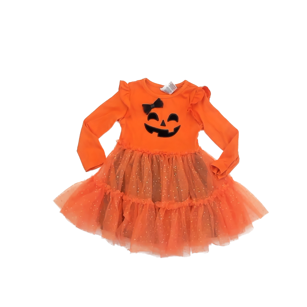 Joyful Moments Girls Orange Dress Size: 24 Months Orange