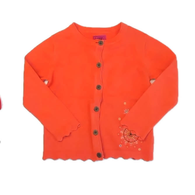 Les Compagnie des petits Girls Orange Cardigan Size: 4T Orange