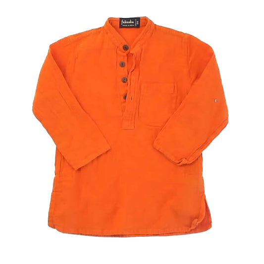 Fabindia Boys Orange Button Down Long Sleeve Size: 2-3T Orange