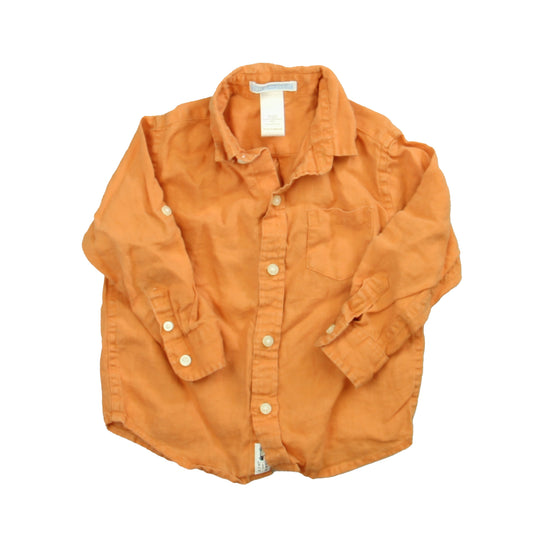 Janie and Jack Boys Orange Button Down Long Sleeve Size: 18-24 Months Orange
