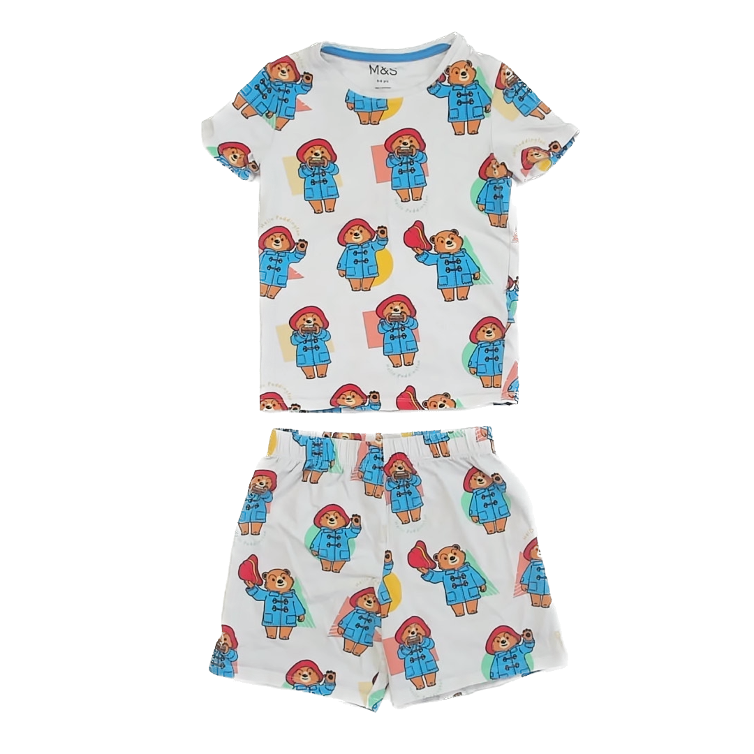 M&S Unisex Paddington Bear 2-piece Pajamas Size: 5-6 Years Paddington Bear