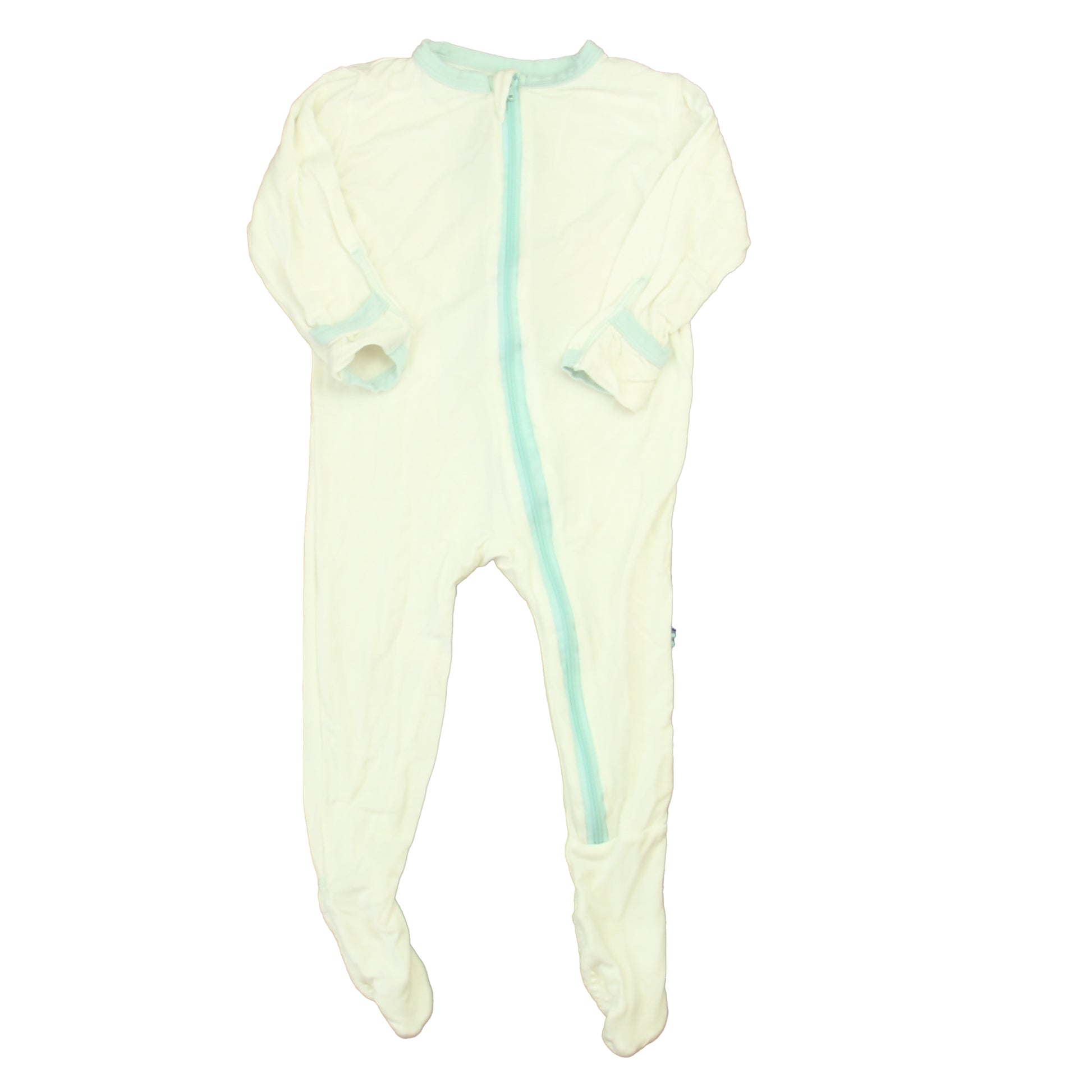Kickee Pants Boys Pale Aqua 1-piece footed Pajamas Size: 6-9 Months Pale Aqua