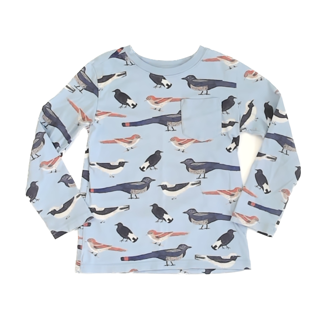 Tea Collection Boys Pale Blue | Birds Long Sleeve Tops Size: 7 Years Pale Blue | Birds