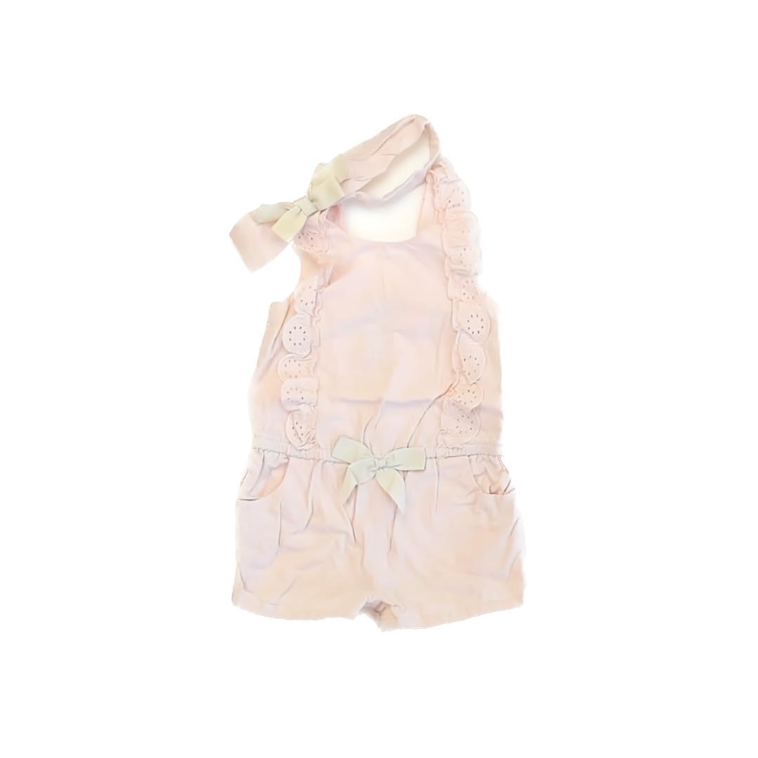 Catherine Malandrino Girls Pale Peach Romper Size: 4T Pale Peach