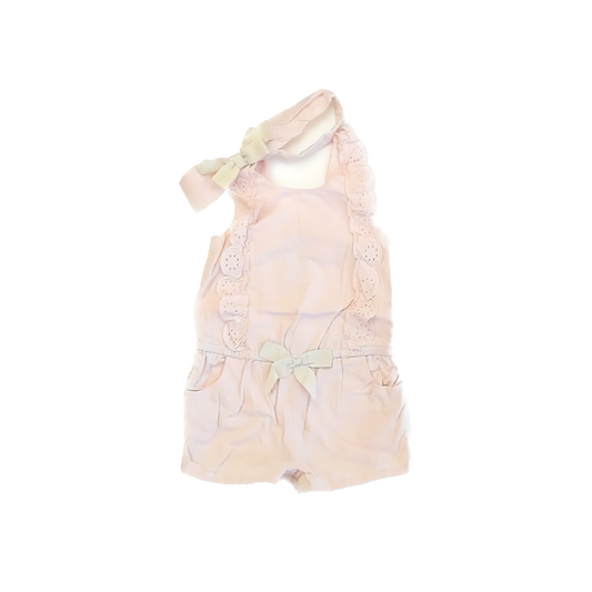 Catherine Malandrino Girls Pale Peach Romper Size: 4T Pale Peach