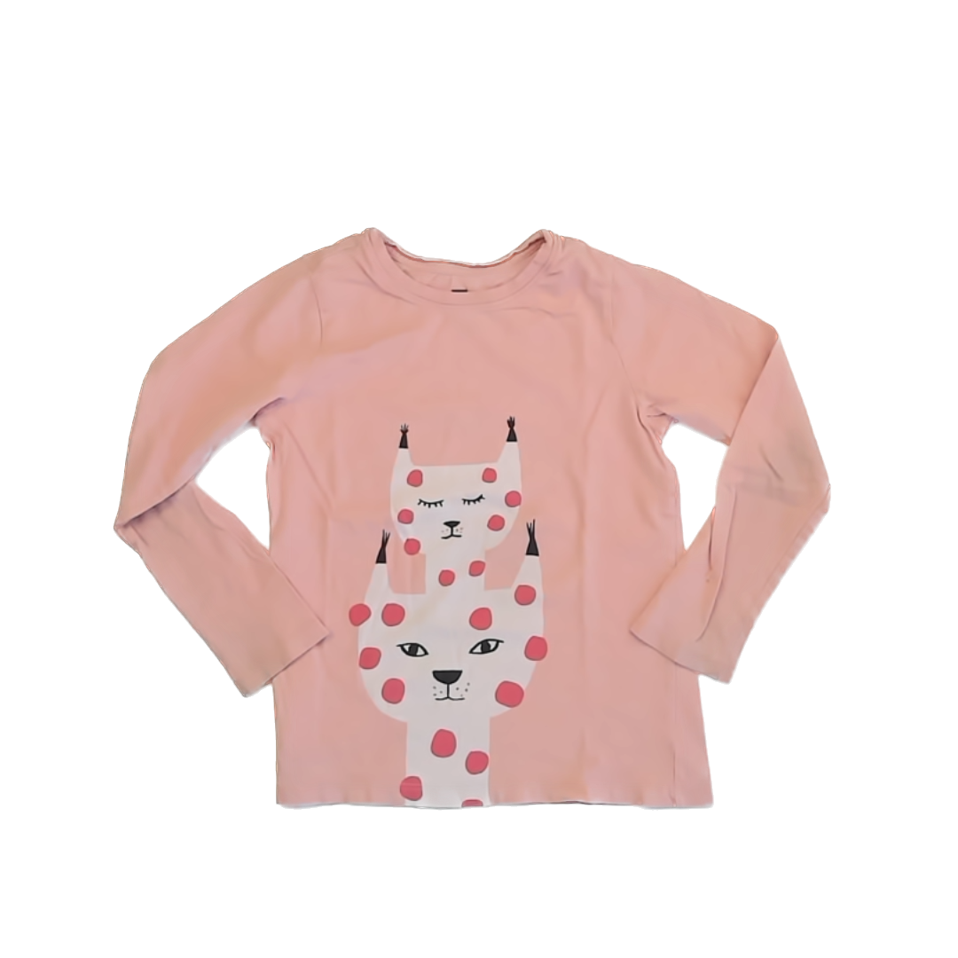 Tea Collection Girls Pale Pink | Cats Long Sleeve T-Shirt Size: 7 Years Pale Pink | Cats