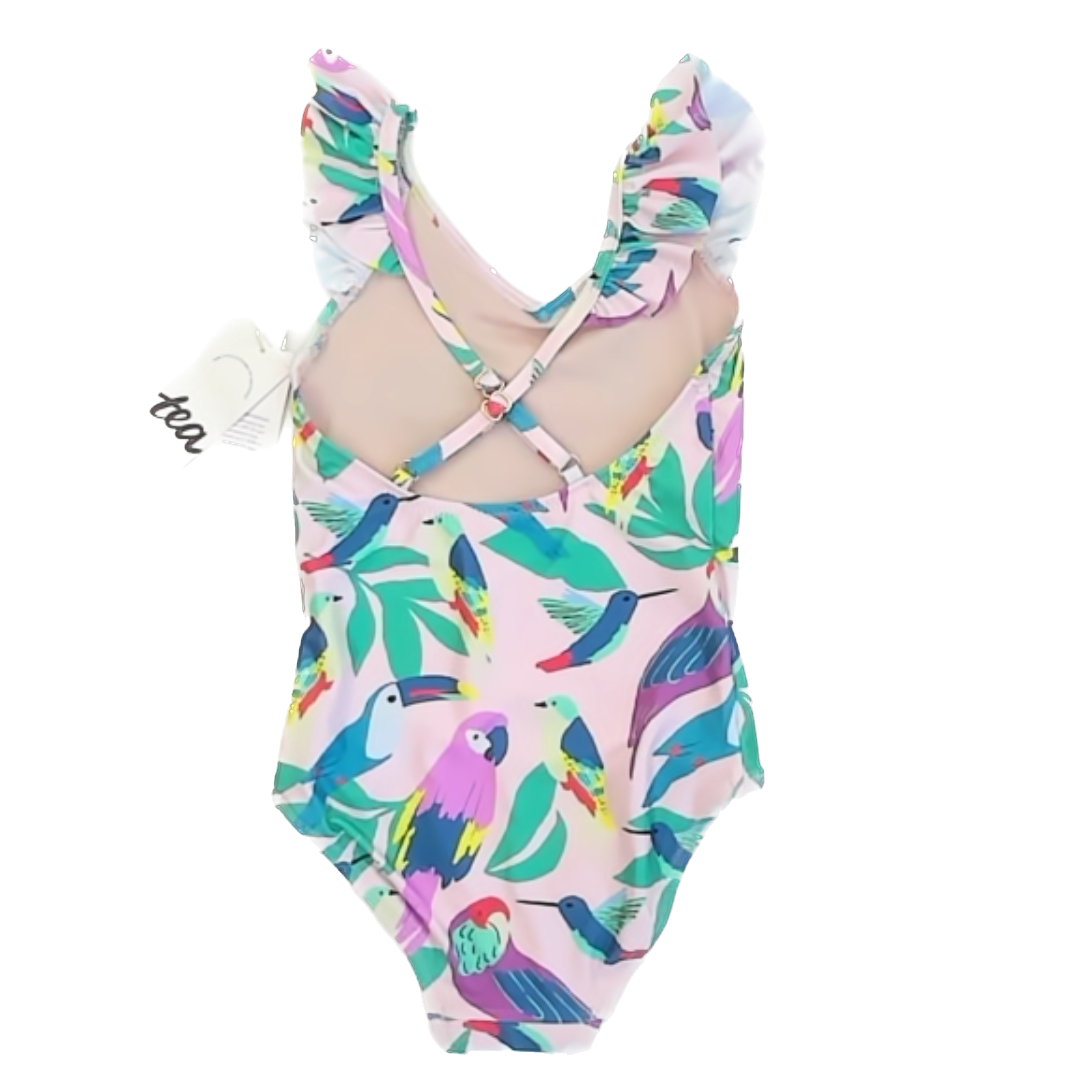 Tea Collection Girls Pale Pink | Parrots Swimwear Size: 6T Pale Pink | Parrots