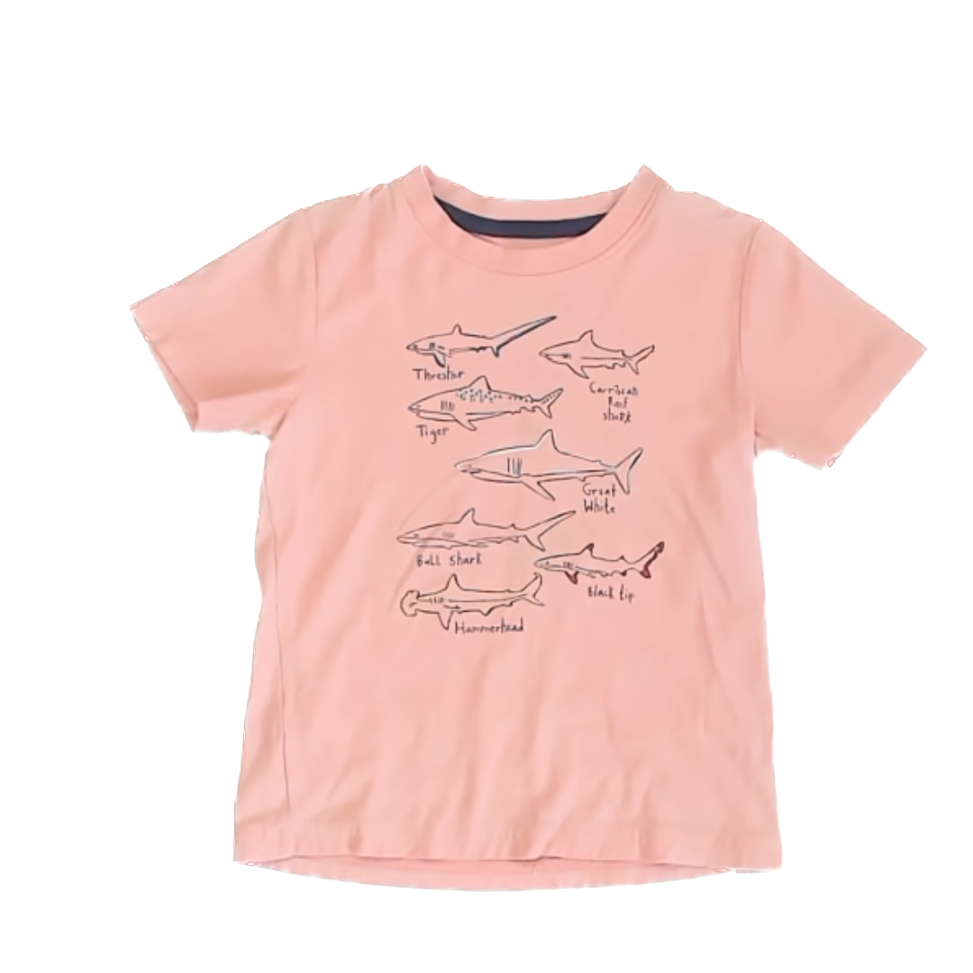 Tea Collection Boys Pale Pink | Sharks Short Sleeve Shirt Size: 4T Pale Pink | Sharks