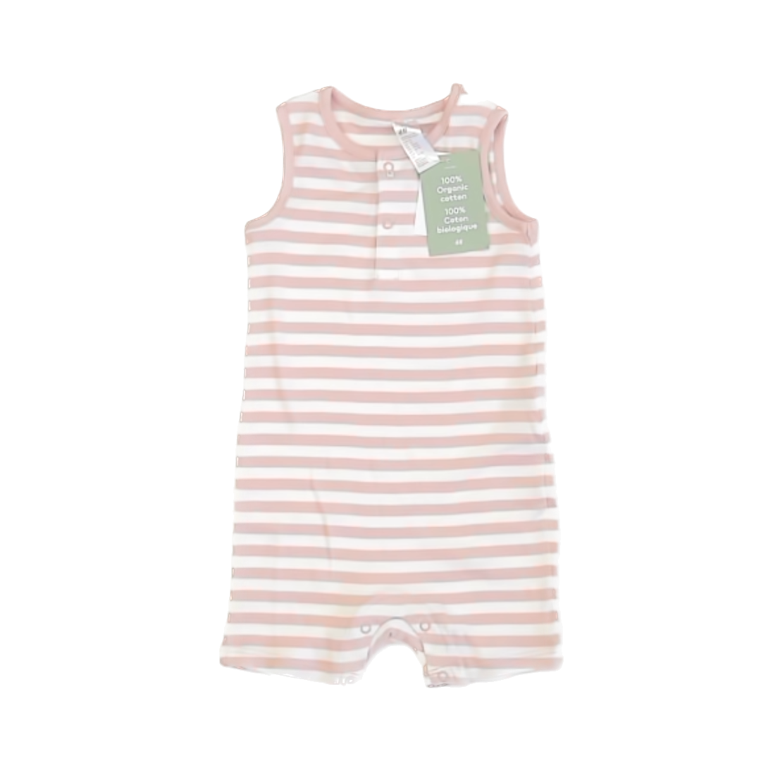 H&M Girls Pale Pink | White Stripe Romper Size: 2T Pale Pink | White Stripe
