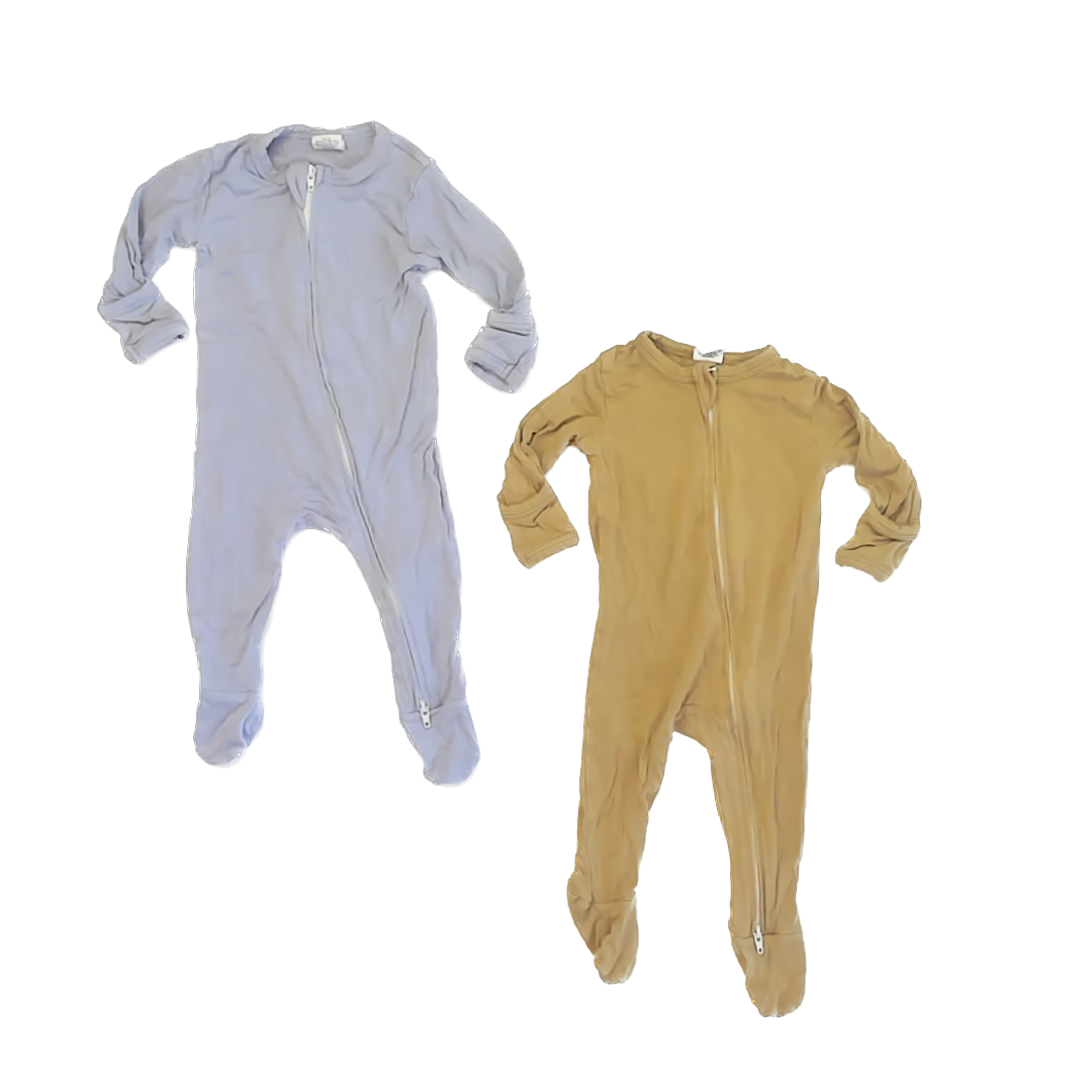 Unknown Girls Pale Purple | Mustard 1-piece footed Pajamas Size: 0-3 Months Pale Purple | Mustard