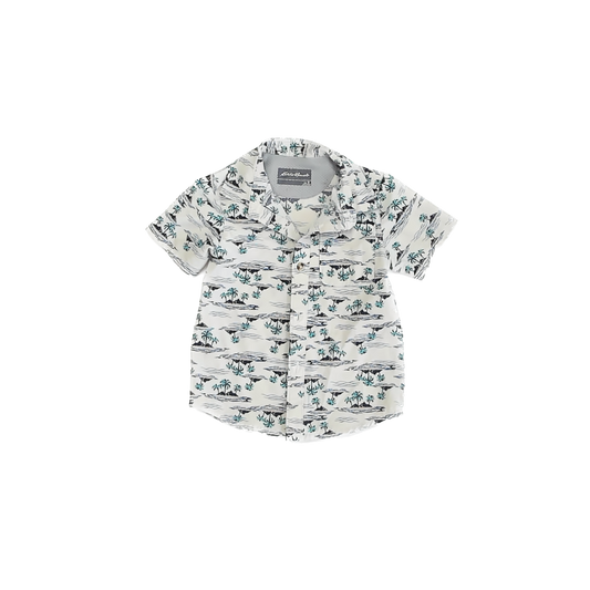 Eddie Bauer Boys Palm Tree Button Down Short Sleeve Size: 3T Palm Tree