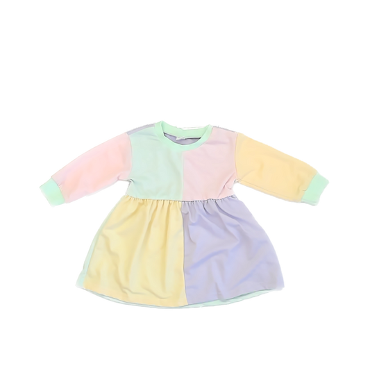 Shein Girls Pastel Colorblock Dress Size: 9-12 Months Pastel Colorblock
