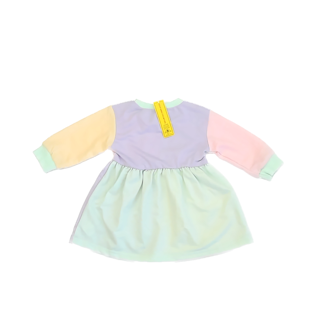 Shein Girls Pastel Colorblock Dress Size: 9-12 Months Pastel Colorblock
