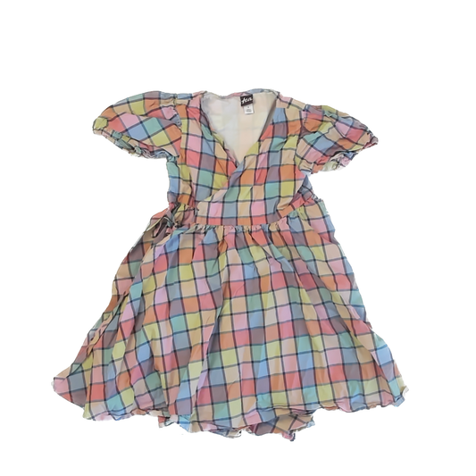 Tea Collection Girls Pastel plaid Dress Size: 5T Pastel plaid