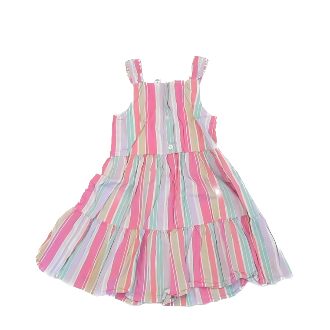 Calvin Klein Jeans Girls Pastel Stripe Sun Dress Size: 7 Years Pastel Stripe
