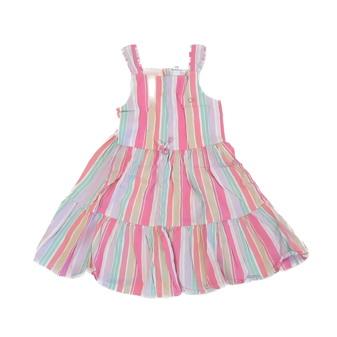 Calvin Klein Jeans Girls Pastel Stripe Sun Dress Size: 7 Years Pastel Stripe