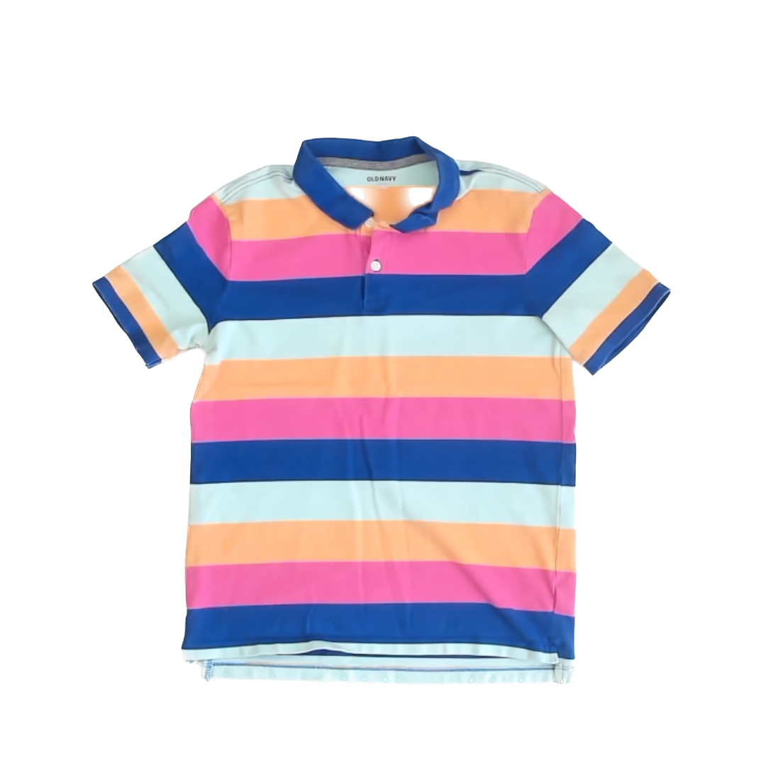 Old Navy Boys Pastel Stripes Polo Shirt Size: XL (14-16) Pastel Stripes