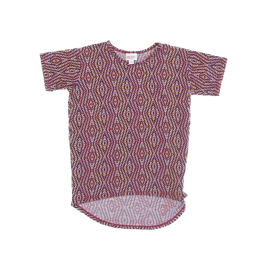 Lula roe Girls Patterned Short Sleeve Shirt Size: 8 Years Patterned