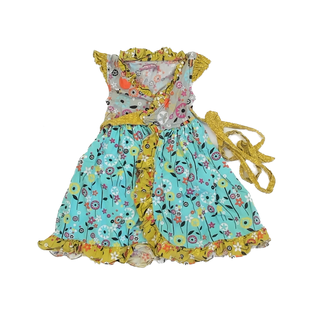 Jelly The Pug Girls Patterned Dress Size: 4T Patterned