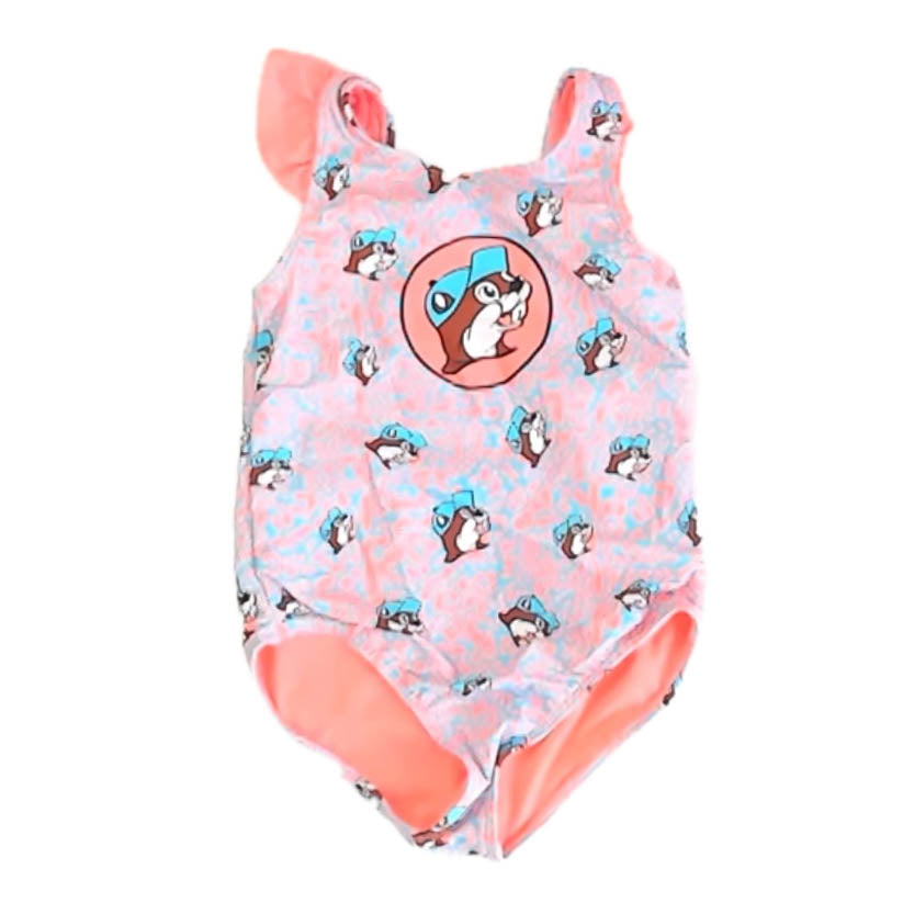 Buc-ees Girls Peach | Blue 1-piece Swimsuit Size: 5T Peach | Blue
