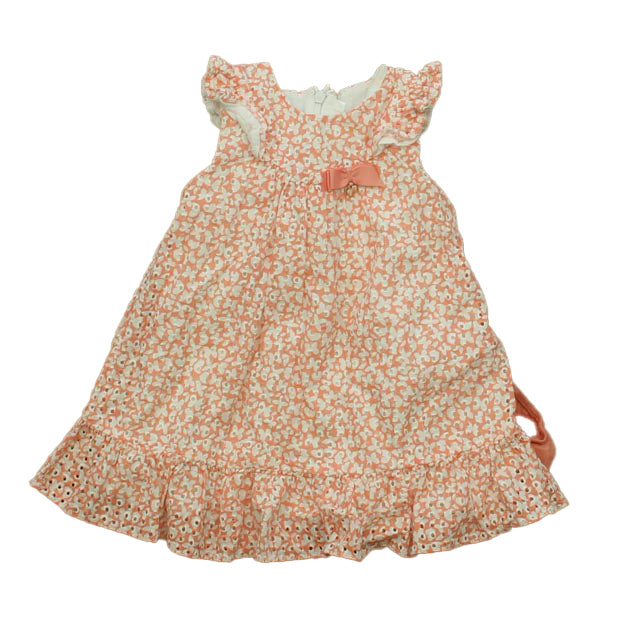 Mayoral Girls Peach Floral Dress Size: 18 Months